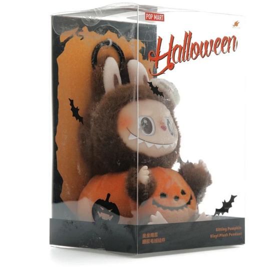 Pop Mart Labubu Happy Halloween Party Series-Sitting Pumpkin Vinyl Plush Pendant